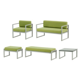 Sunset 5-piece garden furniture set A, green, Leg colour: grey steel
