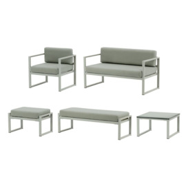 Sunset 5-piece garden furniture set A, grey, Leg colour: grey steel