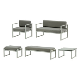 Sunset 5-piece garden furniture set A, dark grey, Leg colour: grey steel