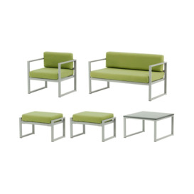 Sunset 5-piece garden furniture set B, green, Leg colour: grey steel