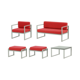 Sunset 5-piece garden furniture set B, red, Leg colour: grey steel
