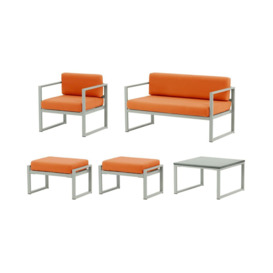 Sunset 5-piece garden furniture set B, orange, Leg colour: grey steel