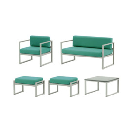 Sunset 5-piece garden furniture set B, turquoise, Leg colour: grey steel