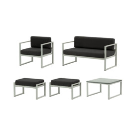 Sunset 5-piece garden furniture set B, black, Leg colour: grey steel