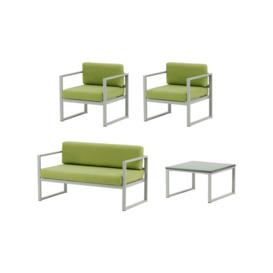 Sunset 4-piece garden furniture set A, green, Leg colour: grey steel