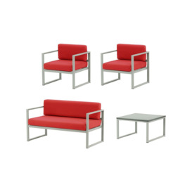 Sunset 4-piece garden furniture set A, red, Leg colour: grey steel