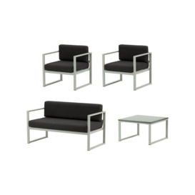 Sunset 4-piece garden furniture set A, black, Leg colour: grey steel