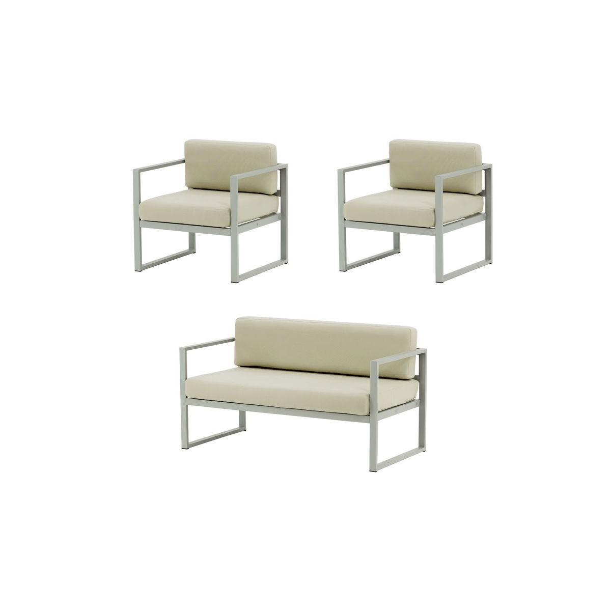 Sunset 3-piece garden furniture set A, cream, Leg colour: grey steel