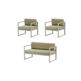 Sunset 3-piece garden furniture set A, beige, Leg colour: grey steel