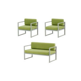 Sunset 3-piece garden furniture set A, green, Leg colour: grey steel