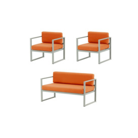 Sunset 3-piece garden furniture set A, orange, Leg colour: grey steel