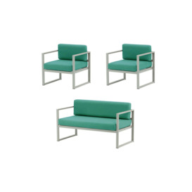 Sunset 3-piece garden furniture set A, turquoise, Leg colour: grey steel