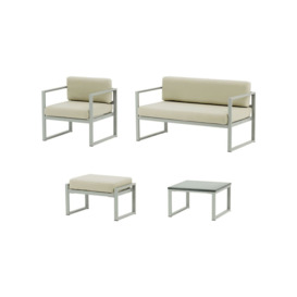 Sunset 4-piece garden furniture set B, cream, Leg colour: grey steel