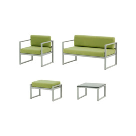 Sunset 4-piece garden furniture set B, green, Leg colour: grey steel