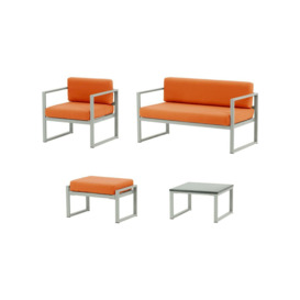 Sunset 4-piece garden furniture set B, orange, Leg colour: grey steel