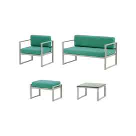 Sunset 4-piece garden furniture set B, turquoise, Leg colour: grey steel