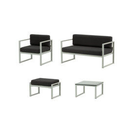 Sunset 4-piece garden furniture set B, black, Leg colour: grey steel