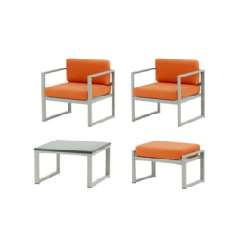 Sunset 4-piece garden furniture set C, orange, Leg colour: grey steel