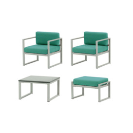 Sunset 4-piece garden furniture set C, turquoise, Leg colour: grey steel