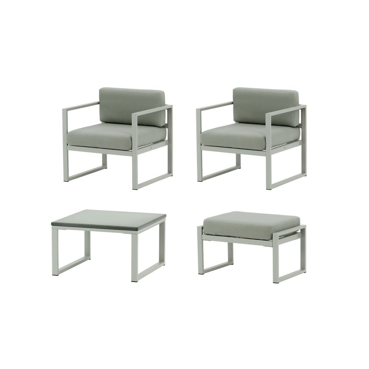 Sunset 4-piece garden furniture set C, grey, Leg colour: grey steel