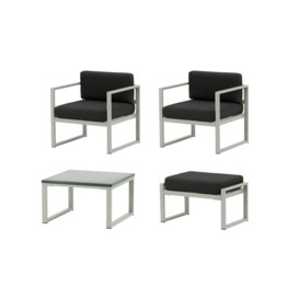 Sunset 4-piece garden furniture set C, black, Leg colour: grey steel