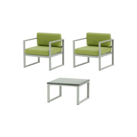 Sunset 3-piece garden furniture set B, green, Leg colour: grey steel