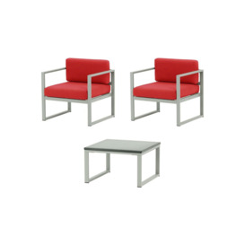 Sunset 3-piece garden furniture set B, red, Leg colour: grey steel