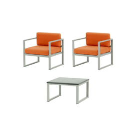 Sunset 3-piece garden furniture set B, orange, Leg colour: grey steel