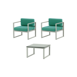 Sunset 3-piece garden furniture set B, turquoise, Leg colour: grey steel
