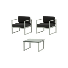 Sunset 3-piece garden furniture set B, black, Leg colour: grey steel
