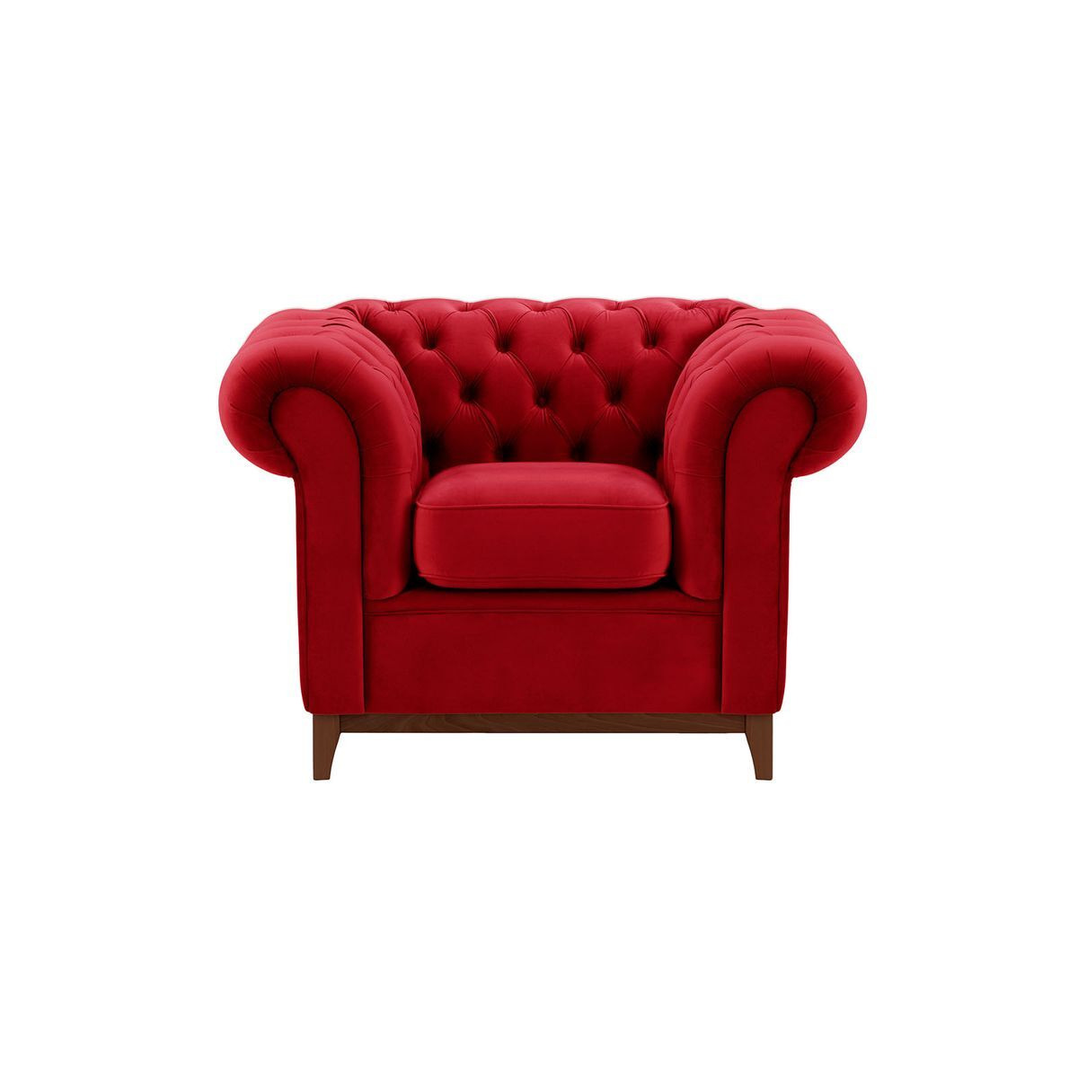 Chesterfield Wood Armchair, dark red, Leg colour: dark oak - image 1