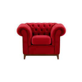 Chesterfield Wood Armchair, dark red, Leg colour: dark oak - thumbnail 1