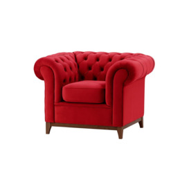 Chesterfield Wood Armchair, dark red, Leg colour: dark oak - thumbnail 3