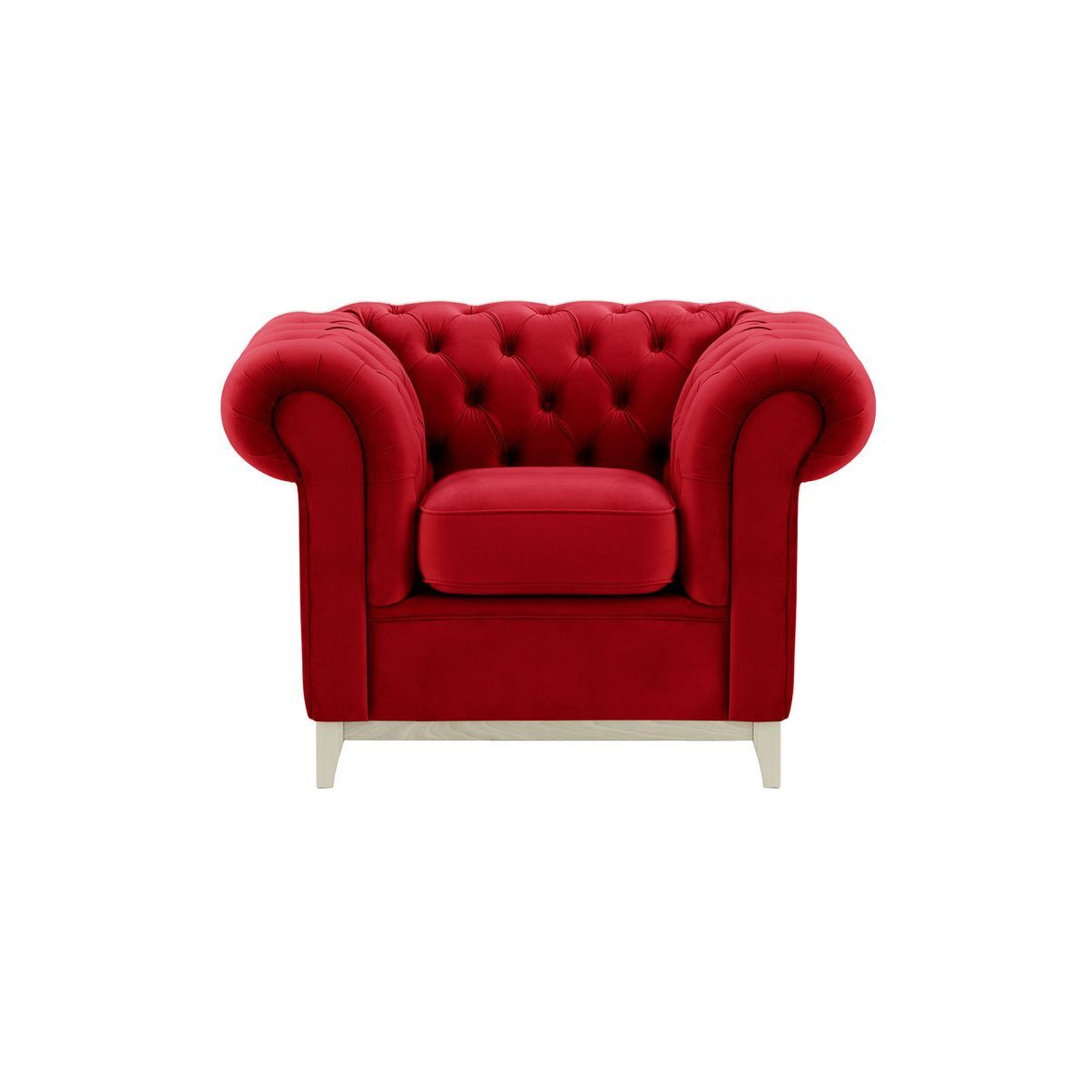 Chesterfield Wood Armchair, dark red, Leg colour: white - image 1