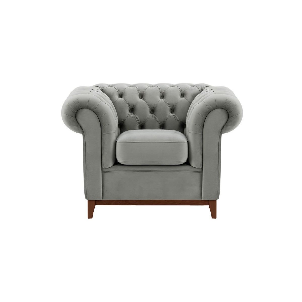 Chesterfield Wood Armchair, silver, Leg colour: dark oak - image 1