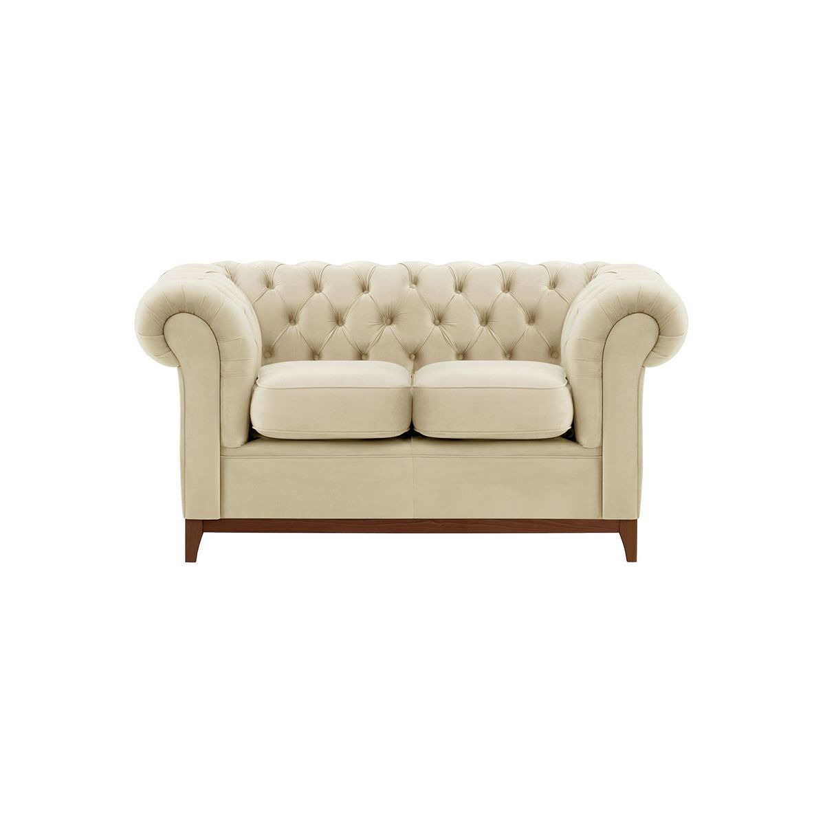 Chesterfield Wood 2-Seater Sofa, light beige, Leg colour: like oak - image 1
