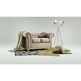 Chesterfield Wood 2-Seater Sofa, light beige, Leg colour: like oak - thumbnail 2