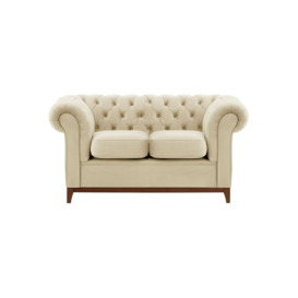 Chesterfield Wood 2-Seater Sofa, light beige, Leg colour: like oak - thumbnail 1