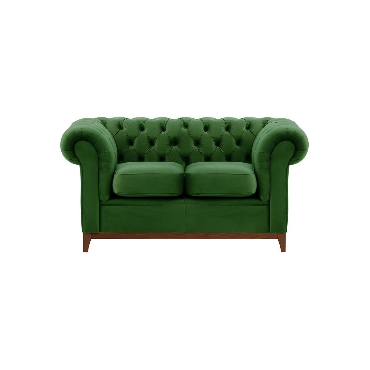Chesterfield Wood 2-Seater Sofa, dark green, Leg colour: dark oak - image 1