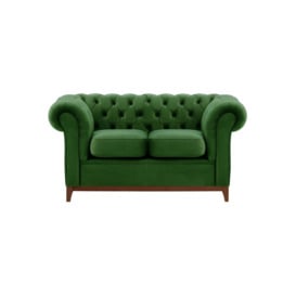 Chesterfield Wood 2-Seater Sofa, dark green, Leg colour: dark oak - thumbnail 1