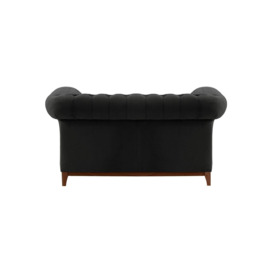 Chesterfield Wood 2-Seater Sofa, black, Leg colour: dark oak - thumbnail 2