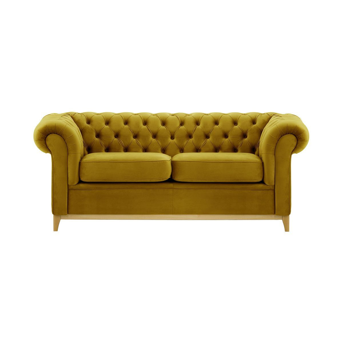 Chesterfield Wood 3-Seater Sofa, olive green, Leg colour: like oak - image 1