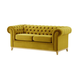 Chesterfield Wood 3-Seater Sofa, olive green, Leg colour: like oak - thumbnail 3
