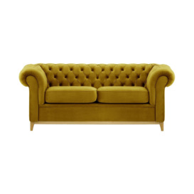 Chesterfield Wood 3-Seater Sofa, olive green, Leg colour: like oak - thumbnail 1