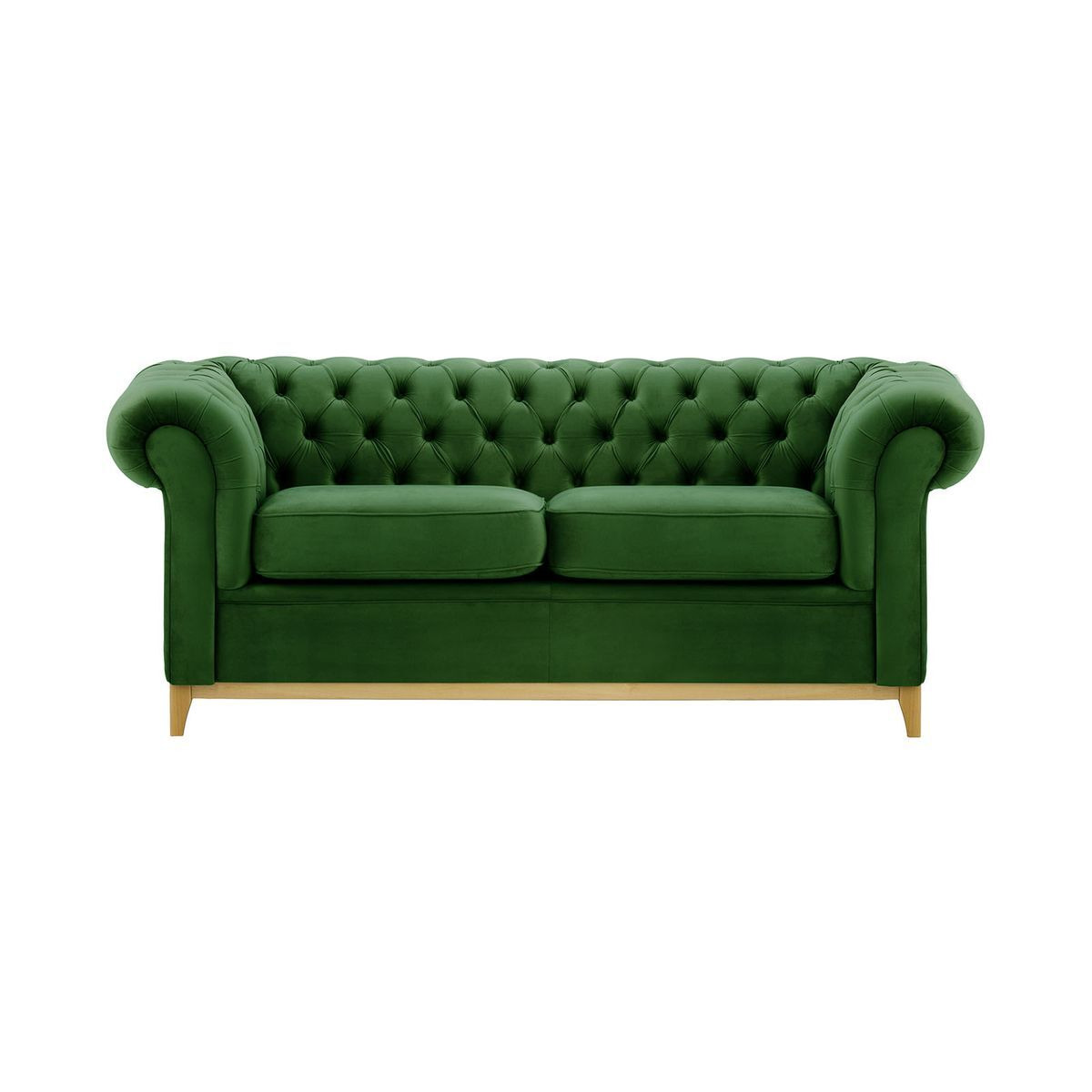 Chesterfield Wood 3-Seater Sofa, dark green, Leg colour: like oak - image 1