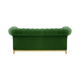 Chesterfield Wood 3-Seater Sofa, dark green, Leg colour: like oak - thumbnail 2