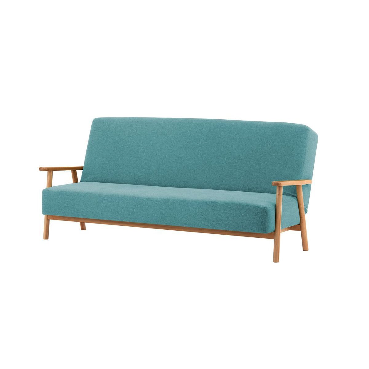 Luppo Click-Clack Folding Sofa Bed, light blue, Leg colour: like oak - image 1