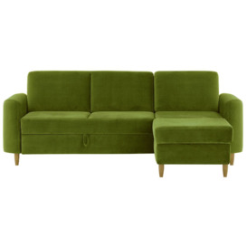 Elegance Corner Sofa Bed With Storage, dark green - thumbnail 1