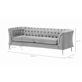 Chesterfield Modern 2,5 Seater Sofa, lime, Leg colour: gold metal - thumbnail 3