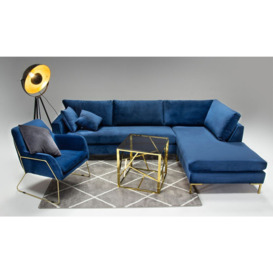 Gosena 2,5 Seater Sofa, cream, Leg colour: gold metal - thumbnail 2